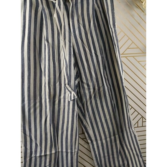 ZARA BASIC Women's Striped Cropped Pants Belted Size Small - Picture 6 of 9